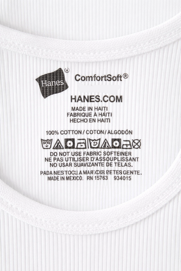 Hanes Comfort soft Ribbed Cotton White Tank Top - Kids
