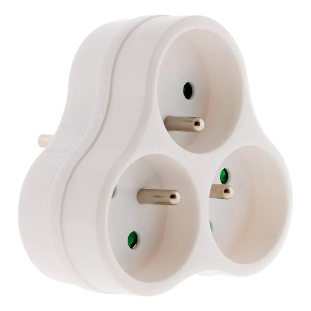 Zenitech Compact Triangular 3-Way 16A Power Strip, White Multi-Plug Adapter - Gomix Brands Outlet