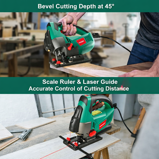 HYCHIKA 750W Variable Speed Jigsaw with Laser Guide and Blades