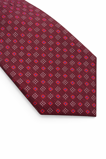 Stafford Men's Burgundy Tie with Geometric Pattern