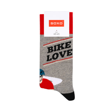 SOXO GOOD STUFF Men's Cycling Socks: Bike Love, Performance Cotton Blend