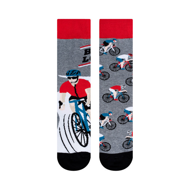 SOXO GOOD STUFF Men's Cycling Socks: Bike Love, Performance Cotton Blend