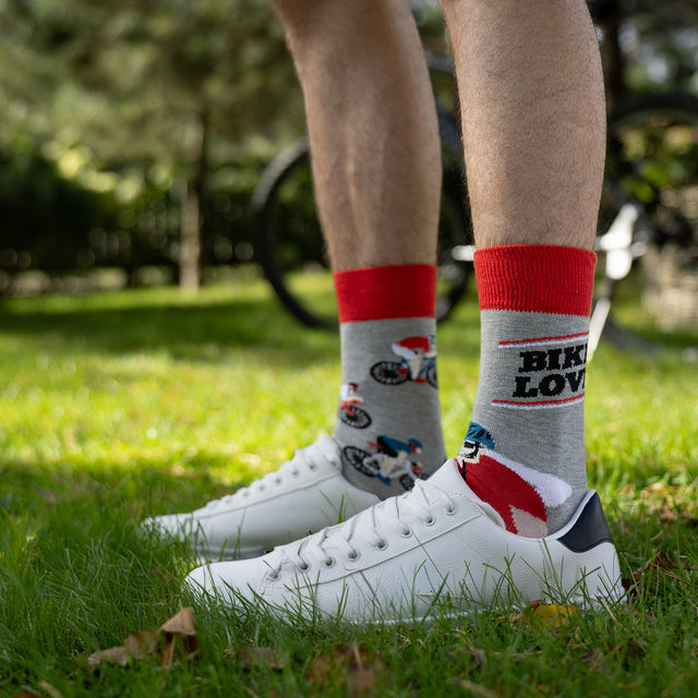 SOXO GOOD STUFF Men's Cycling Socks: Bike Love, Performance Cotton Blend
