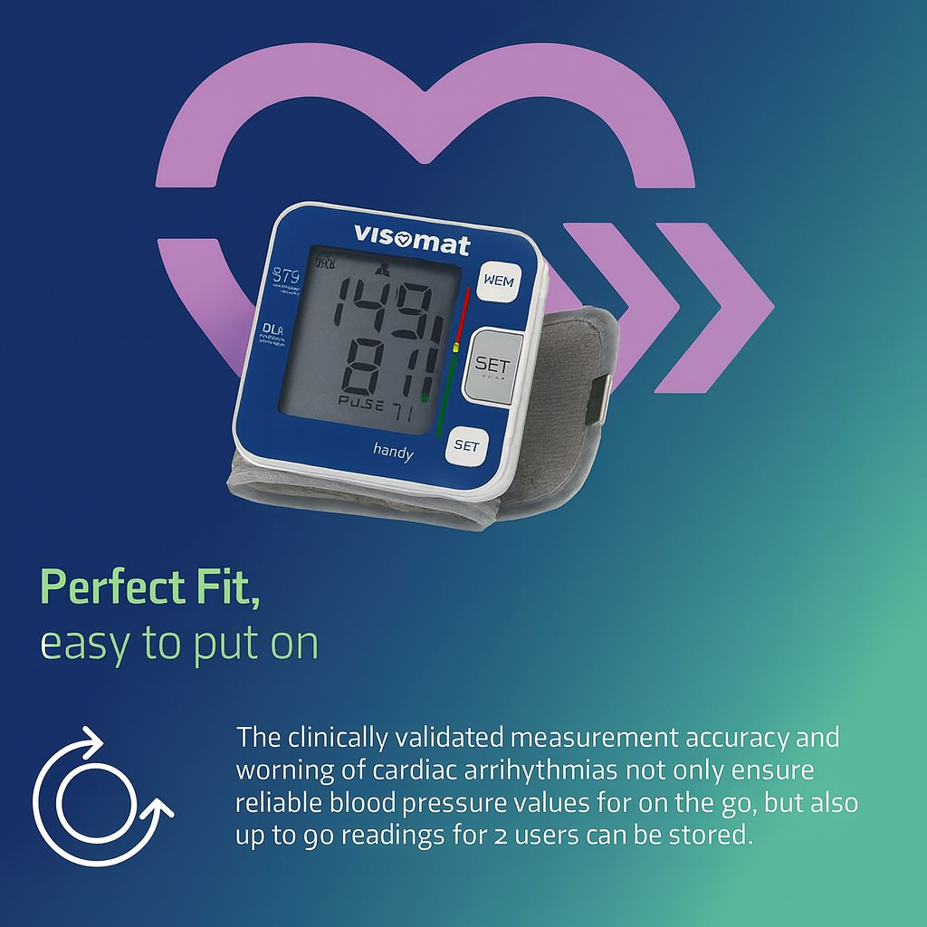 Visomat Handy Digital Wrist Blood Pressure Monitor - Accurate, Portable, & Easy-to-Use