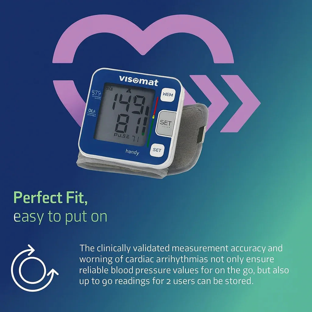Visomat Handy Digital Wrist Blood Pressure Monitor - Accurate, Portable, & Easy-to-Use - Gomix Brands Outlet