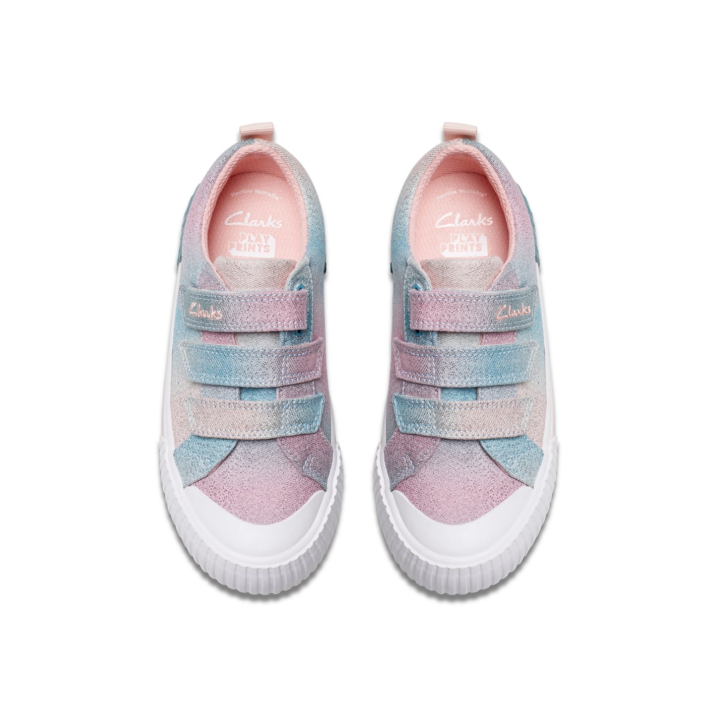 Clarks FoxingBrill K. Pastel Ombré Glitter Girls' Shoes - Comfortable Riptape Design