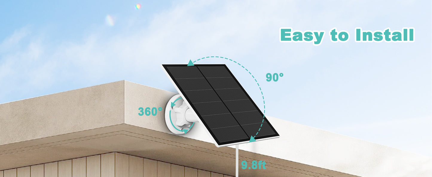 5W Solar Panel Charger for Outdoor Security Camera - Continuous Power & IP65 Waterproof