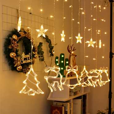 RANJIMA Christmas LED Curtain String Lights Stars and Bell