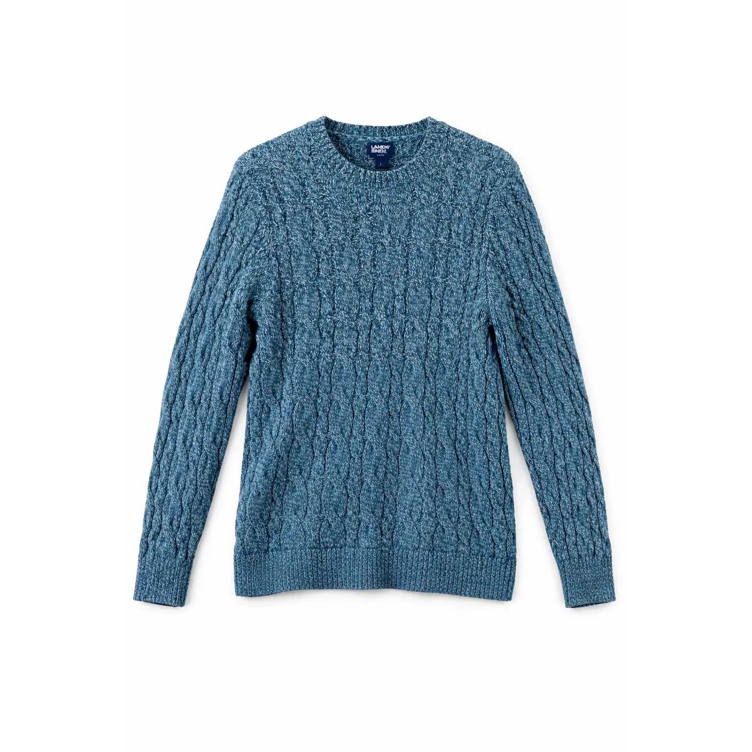 Lands' End Petrol Blue Cable Knit Crewneck Sweater - Gomix Brands Outlet