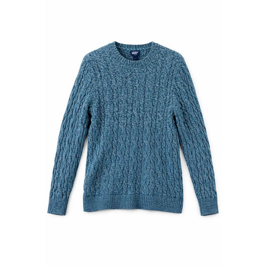 Lands' End Petrol Blue Cable Knit Crewneck Sweater - Gomix Brands Outlet