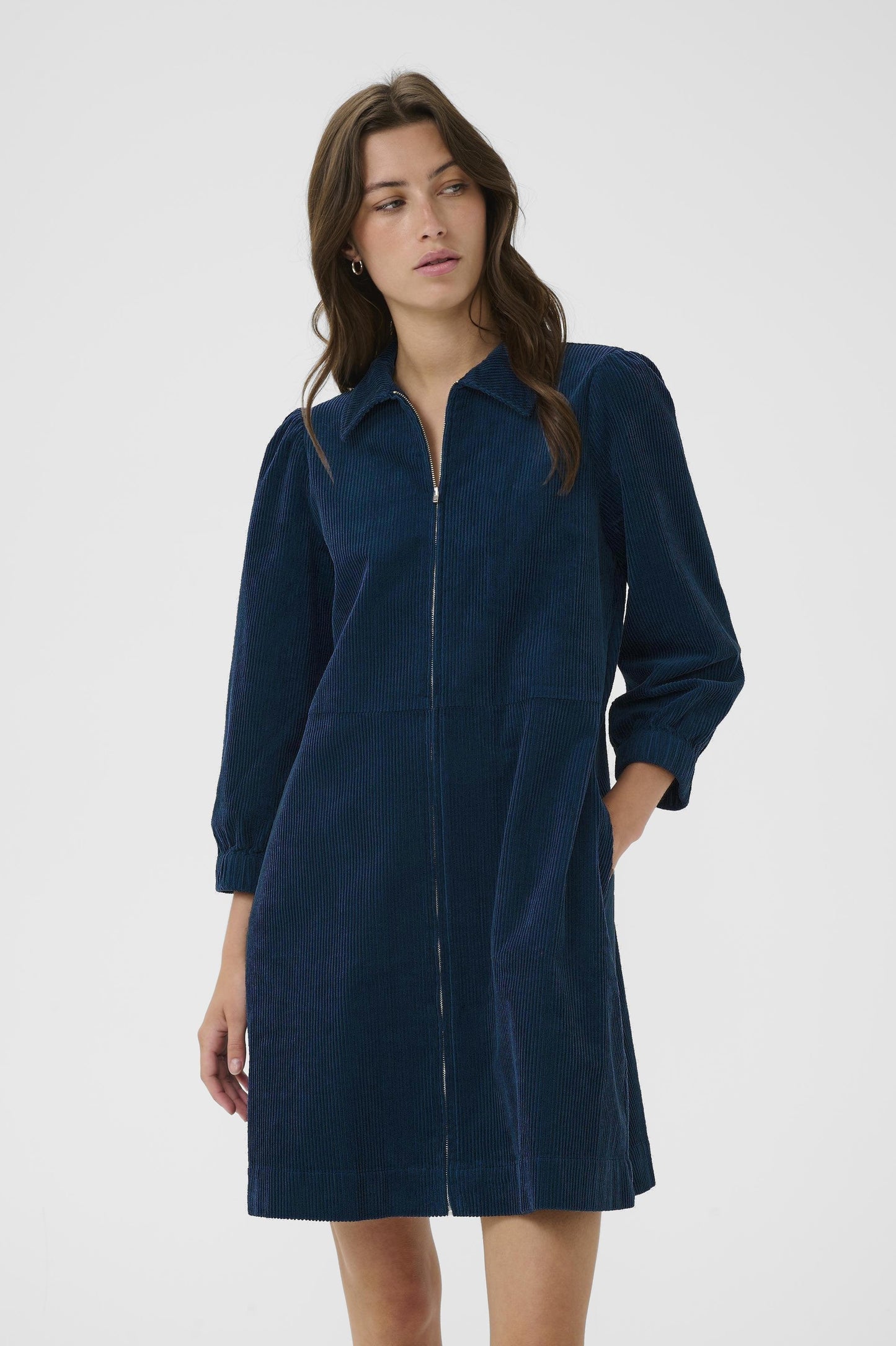 Part Two EYVOR Corduroy Shirt Dress - Key Largo Dark Blue - Gomix Brands Outlet