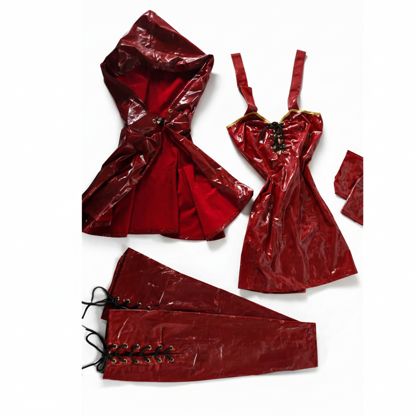 Forplay Red Vinyl Mini Gothic Dress with PU Leggings