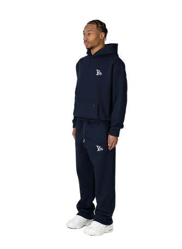 YFM Oversized Navy Blue Cotton-Polyester Basic Men's Pants - Gomix Brands Outlet