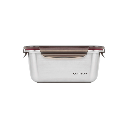 Cuitisan Flora Stainless Steel Airtight Food Container, Rectangle, 980ml, Microwave Safe