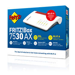 FRITZ!Box 7530 AX Wi-Fi 6 DSL Modem Router: Mesh, Gigabit, Smart Home