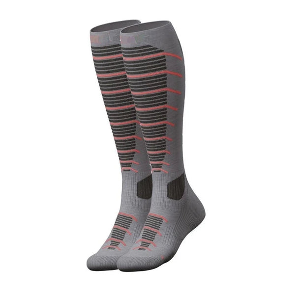 CRIVIT Wool Knee-High Socks grey with pink strips