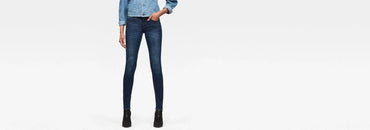 Women's G-Star Lynn Super Skinny Jeans - Dark Blue Stretch Denim - Gomix Brands Outlet