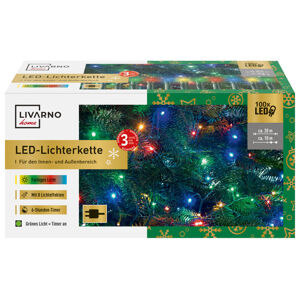 Livarno Home 100 LED Colorful Indoor Outdoor Decorative String Lights, Timer