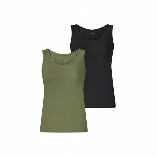 ESMARA® Women's Top Pack of 2 Size S Black/Green