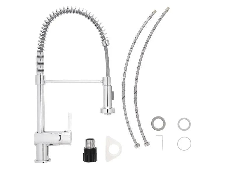 LIVARNO Home Chrome Kitchen Faucet Mixer with Retractable Spray Head - Gomix Brands Outlet
