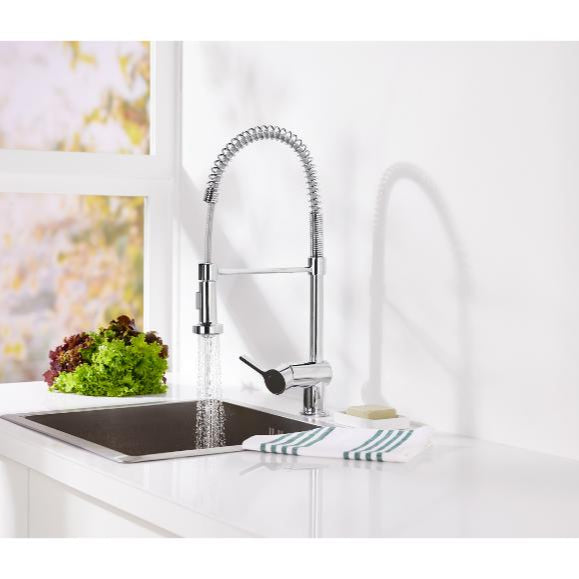 LIVARNO Home Modern Kitchen Faucet with Pull-Out Dual Spray, Energy-Saving