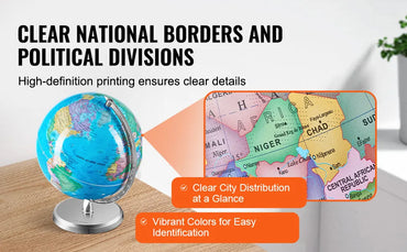 VEVOR 8-inch Educational Rotating World Globe with Stand & Time Zone Dial