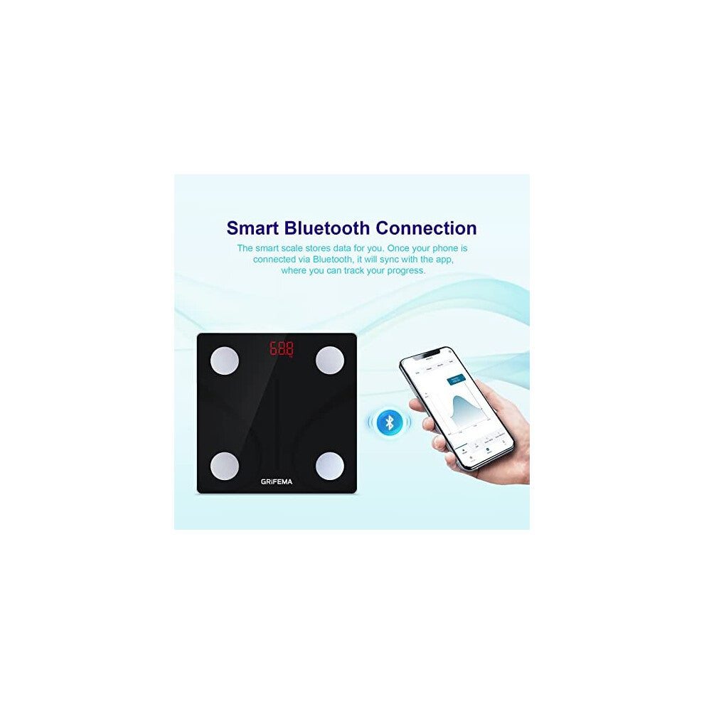 GRIFEMA Smart Bluetooth Bathroom Scale: Body Composition Monitor, BMI, Fat Tracking