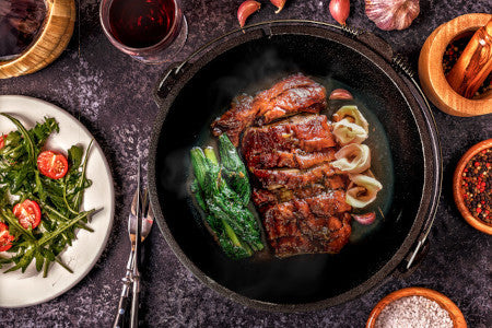 Premium Pre-Seasoned Cast Iron 7.4-Quart Dutch Oven Set with Feet & 2-in-1 Lid