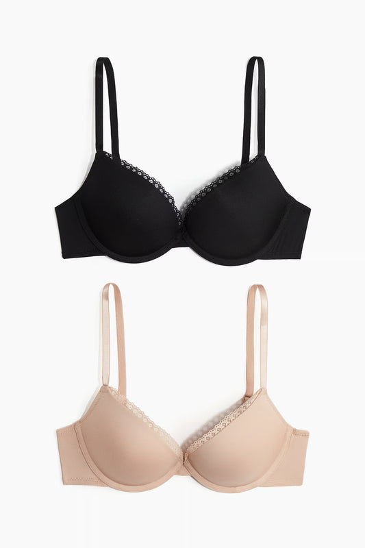 H&M 2‑Pack Microfibre Super Push‑Up Bras