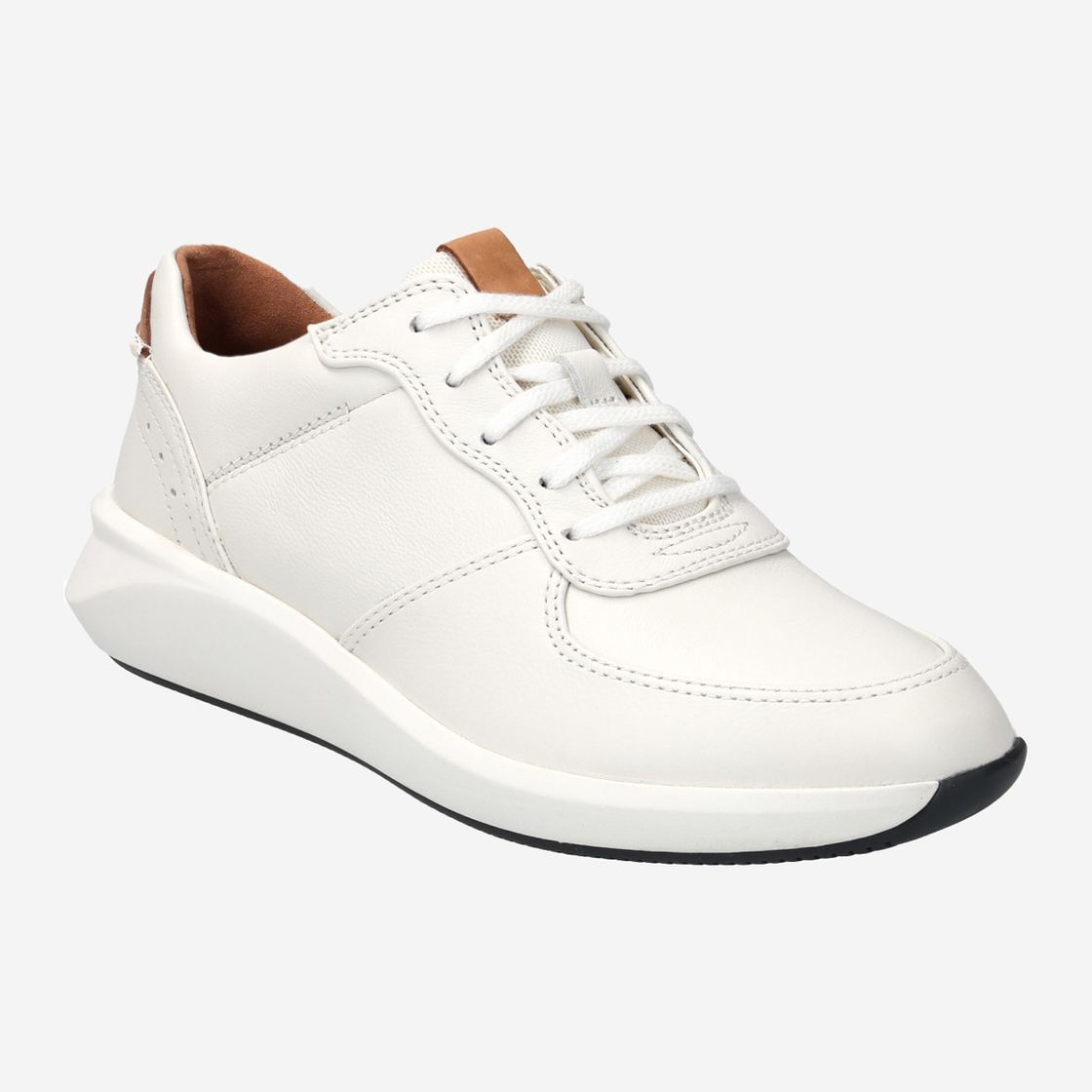 Clarks Un Rio Sprint Women's White Smooth Leather Lightweight Casual Sneakers