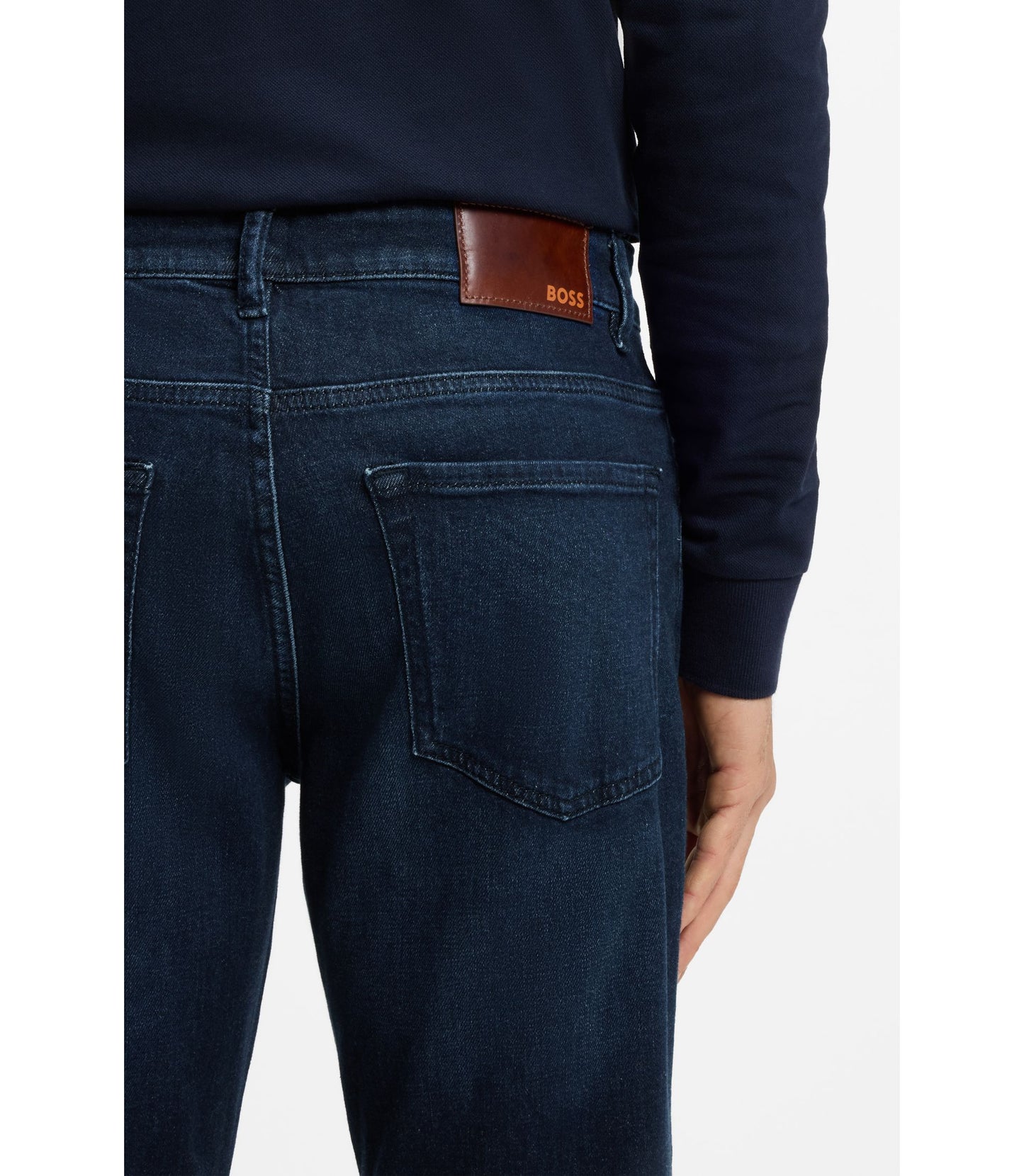 BOSS Maine Regular-Fit Dark Blue Comfort-Stretch Denim Jeans for Men