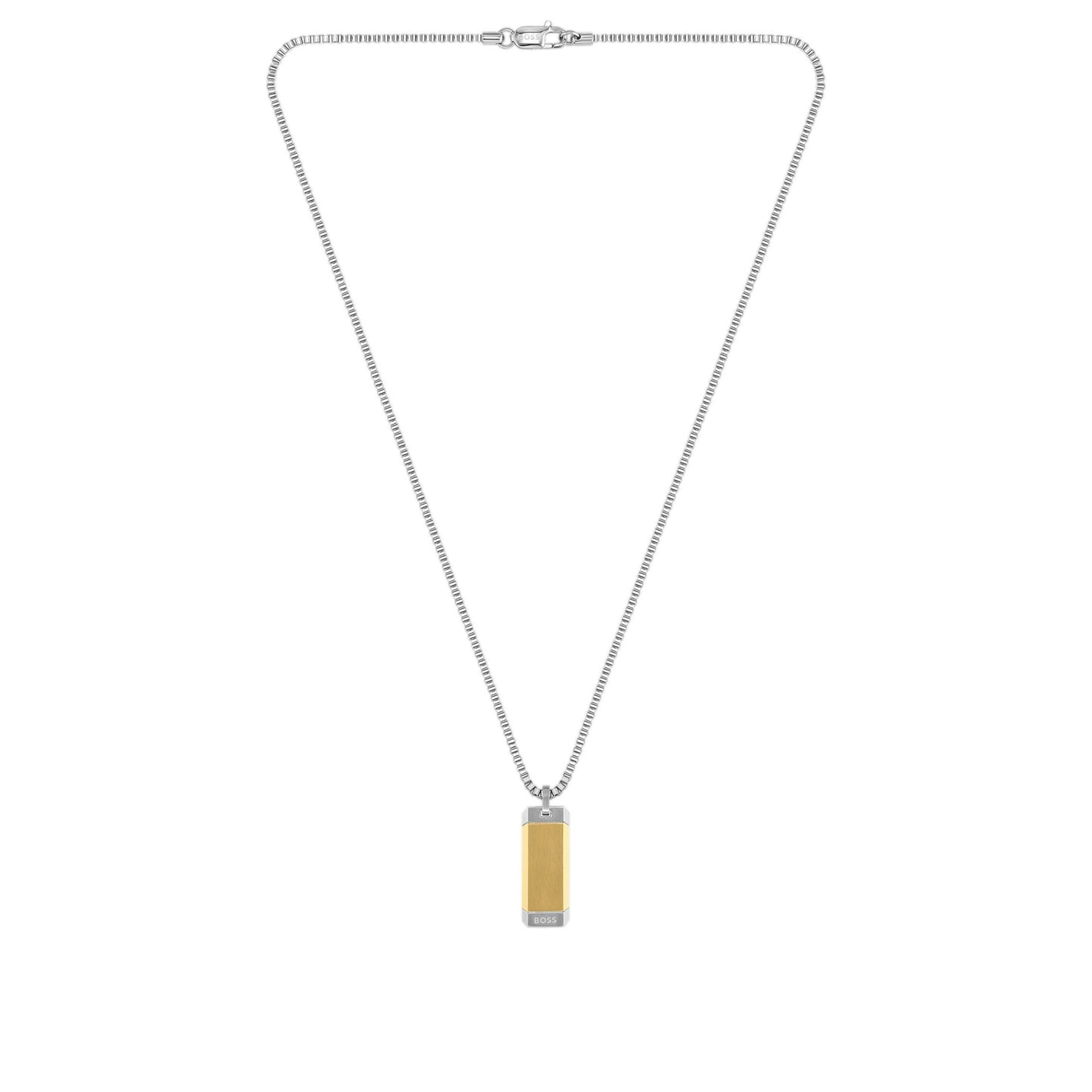 Men's Elegant Two-Tone Box Chain Necklace with Gold & Silver Pendant