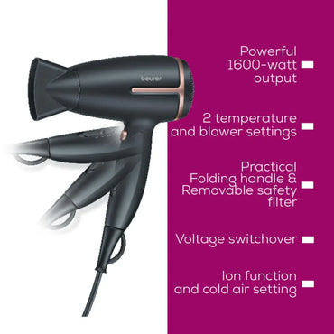 Beurer HC 25 Travel Hair Dryer with Ion Technology - Gomix Brands Outlet