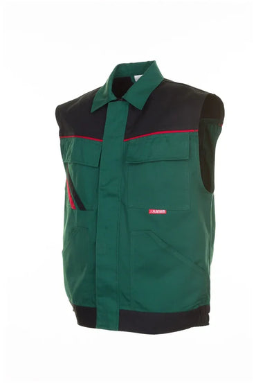 Planam Highline Work Vest: Durable Green/Black/Red, Multi-Pocket, Comfortable Fit - Gomix Brands Outlet