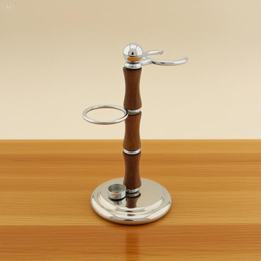Premium Wooden Shaving Stand with Stainless Steel Base