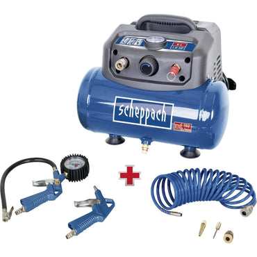 Scheppach HC06 Portable Oil-Free Air Compressor 6L 8 Bar Blue - Gomix Brands Outlet