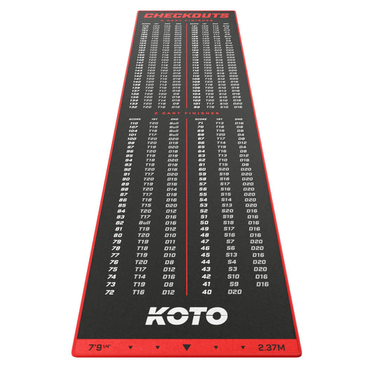 KOTO Red Carpet Dart Mat with Checkout Table & Throw Lines, 237x60cm, Anti-Slip