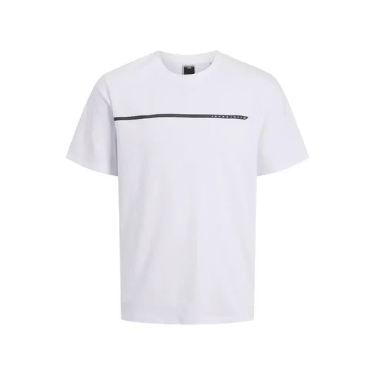 Jack & Jones Men's White Graphic Print T-Shirt - Soft Cotton Blend - Gomix Brands Outlet
