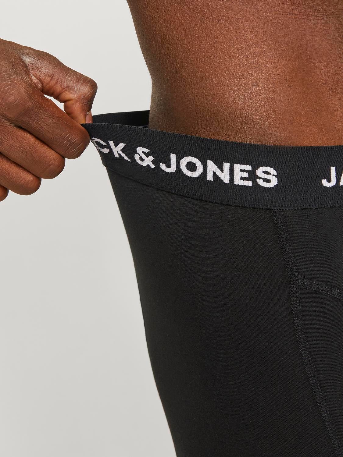 JACK & JONES Men's 3-Pack Black Cotton Stretch Trunks Underwear