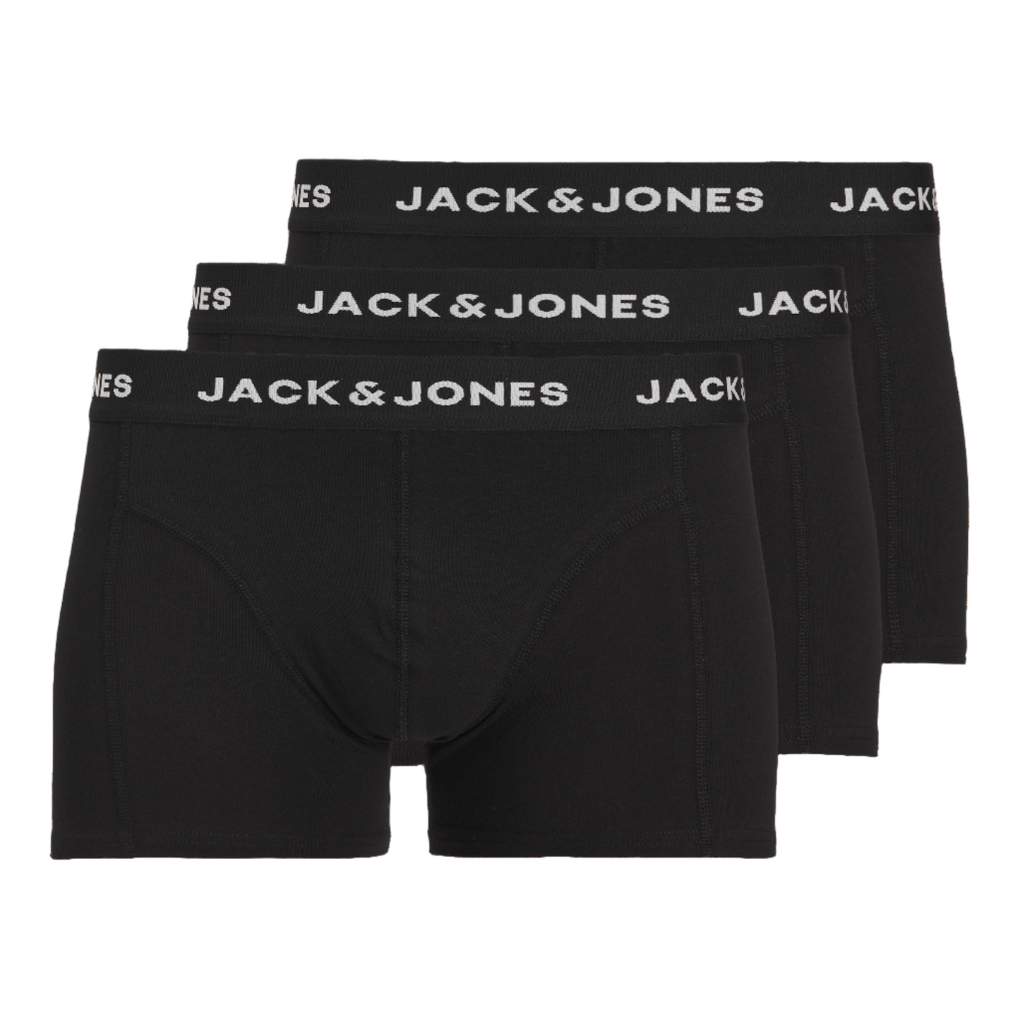 Jack & Jones Men's 3-Pack Black Cotton Stretch Trunks Boxer Briefs Underwear