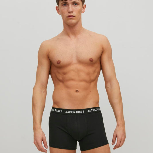 Jack & Jones Men's Black Cotton Stretch 2-Pack Trunks Underwear