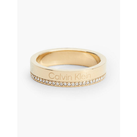 Calvin Klein Women's Elegant Crystal Gold-Plated Steel Ring - Modern & Chic