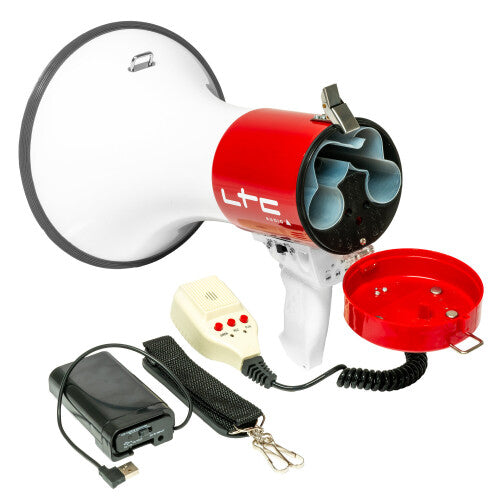 High-Power 50W Megaphone with USB, SD, Aux, Recording, and Siren