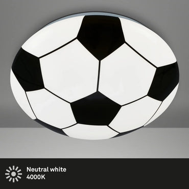 Modern Football Motif LED Ceiling Light, 27.5cm, 12W, 1300lm, White & Black - Gomix Brands Outlet
