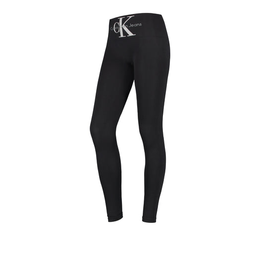 Calvin Klein CKJ Women's High-Waist Logo Leggings - Black Microfiber Activewear