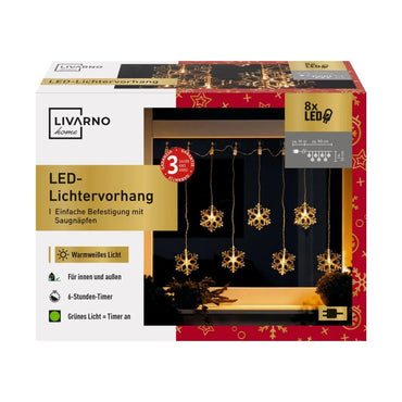 LIVARNO Home Refurbished LED Light Curtain, Indoor Outdoor, Timer, Suction Cups - Gomix Brands Outlet