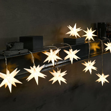 LIVARNO Home Dazzling 3D LED Star String Lights, 10 Warm White, Auto-Timer