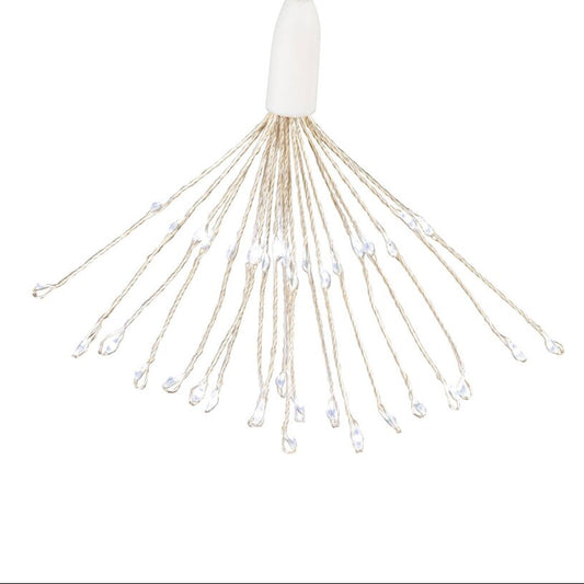 White pendant with multiple thin strands on a white background