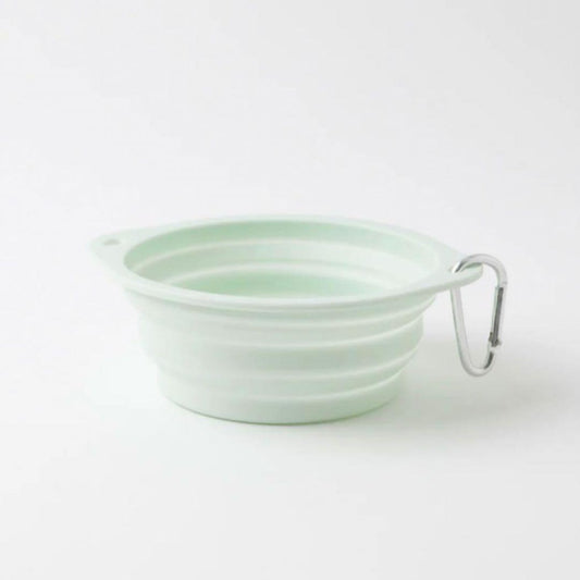 moncheri Folding Silicone Travel Dog Food Bowl with Hook - Green
