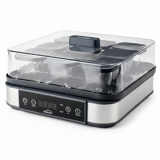 Lacor 69439 9-Pot Yogurt Maker Adjustable Temperature 25°C to 65°C